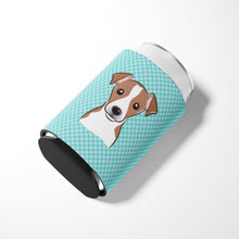 Load image into Gallery viewer, Checkerboard Blue Jack Russell Terrier Can or Bottle Hugger BB1198CC