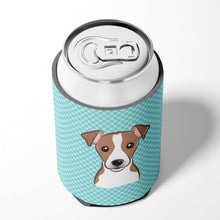 Load image into Gallery viewer, Checkerboard Blue Jack Russell Terrier Can or Bottle Hugger BB1198CC