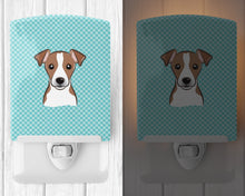Load image into Gallery viewer, Checkerboard Blue Jack Russell Terrier Ceramic Night Light BB1198CNL