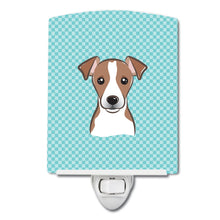 Load image into Gallery viewer, Checkerboard Blue Jack Russell Terrier Ceramic Night Light BB1198CNL