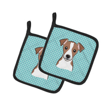 Load image into Gallery viewer, Checkerboard Blue Jack Russell Terrier Pot Holders - Set of 2 - Heat-Resistant Kitchen Essentials BB1198PTHD