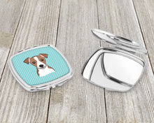 Load image into Gallery viewer, Checkerboard Blue Jack Russell Terrier Compact Mirror – Stylish Purse Mirror with Artistic Covers BB1198SCM