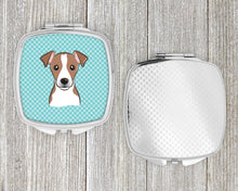 Load image into Gallery viewer, Checkerboard Blue Jack Russell Terrier Compact Mirror – Stylish Purse Mirror with Artistic Covers BB1198SCM