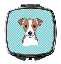 Load image into Gallery viewer, Checkerboard Blue Jack Russell Terrier Compact Mirror – Stylish Purse Mirror with Artistic Covers BB1198SCM