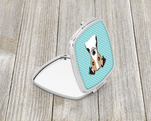 Load image into Gallery viewer, Checkerboard Blue Jack Russell Terrier Compact Mirror – Stylish Purse Mirror with Artistic Covers BB1199SCM