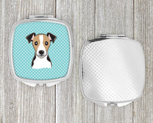 Load image into Gallery viewer, Checkerboard Blue Jack Russell Terrier Compact Mirror – Stylish Purse Mirror with Artistic Covers BB1199SCM