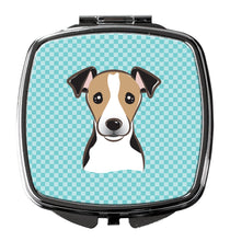 Load image into Gallery viewer, Checkerboard Blue Jack Russell Terrier Compact Mirror – Stylish Purse Mirror with Artistic Covers BB1199SCM