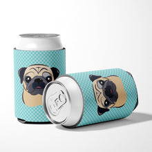 Load image into Gallery viewer, Checkerboard Blue Fawn Pug Can or Bottle Hugger BB1200CC