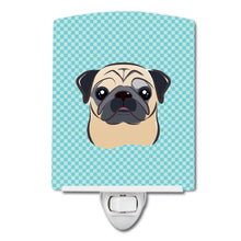 Load image into Gallery viewer, Checkerboard Blue Fawn Pug Ceramic Night Light BB1200CNL