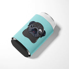 Load image into Gallery viewer, Checkerboard Blue Black Pug Can or Bottle Hugger BB1201CC