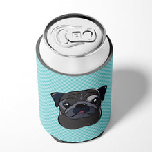Load image into Gallery viewer, Checkerboard Blue Black Pug Can or Bottle Hugger BB1201CC