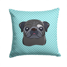 Load image into Gallery viewer, Checkerboard Blue Black Pug Canvas Throw Pillow - 14x14 Decorative Pillow – Art for Your Home &amp; Patio BB1201PW1414