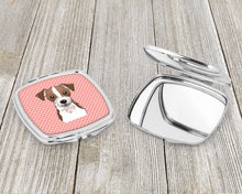 Load image into Gallery viewer, Checkerboard Pink Jack Russell Terrier Compact Mirror – Stylish Purse Mirror with Artistic Covers BB1202SCM