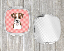 Load image into Gallery viewer, Checkerboard Pink Jack Russell Terrier Compact Mirror – Stylish Purse Mirror with Artistic Covers BB1202SCM