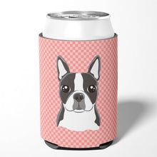Load image into Gallery viewer, Checkerboard Pink Boston Terrier Can or Bottle Hugger BB1203CC