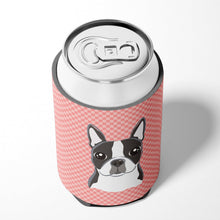 Load image into Gallery viewer, Checkerboard Pink Boston Terrier Can or Bottle Hugger BB1203CC