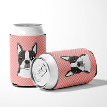 Load image into Gallery viewer, Checkerboard Pink Boston Terrier Can or Bottle Hugger BB1203CC