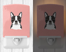 Load image into Gallery viewer, Checkerboard Pink Boston Terrier Ceramic Night Light BB1203CNL