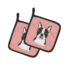Load image into Gallery viewer, Checkerboard Pink Boston Terrier Pot Holders - Set of 2 - Heat-Resistant Kitchen Essentials BB1203PTHD