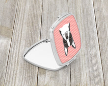 Load image into Gallery viewer, Checkerboard Pink Boston Terrier Compact Mirror – Stylish Purse Mirror with Artistic Covers BB1203SCM