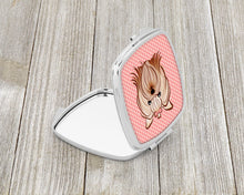 Load image into Gallery viewer, Checkerboard Pink Yorkie Yorkshire Terrier Compact Mirror – Stylish Purse Mirror with Artistic Covers BB1204SCM
