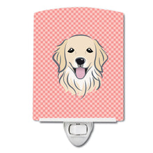 Load image into Gallery viewer, Checkerboard Pink Golden Retriever Ceramic Night Light BB1205CNL