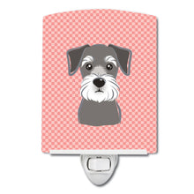 Load image into Gallery viewer, Checkerboard Pink Schnauzer Ceramic Night Light BB1206CNL