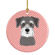 Load image into Gallery viewer, Checkerboard Pink Schnauzer Ceramic Ornament BB1206CO1