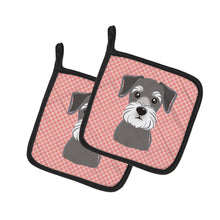 Load image into Gallery viewer, Checkerboard Pink Schnauzer Pot Holders - Set of 2 - Heat-Resistant Kitchen Essentials BB1206PTHD