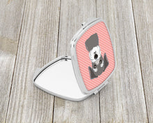 Load image into Gallery viewer, Checkerboard Pink Schnauzer Compact Mirror – Stylish Purse Mirror with Artistic Covers BB1206SCM