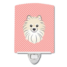 Load image into Gallery viewer, Checkerboard Pink Pomeranian Ceramic Night Light BB1207CNL