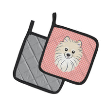 Load image into Gallery viewer, Checkerboard Pink Pomeranian Pot Holders - Set of 2 - Heat-Resistant Kitchen Essentials BB1207PTHD