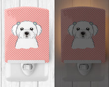 Load image into Gallery viewer, Checkerboard Pink Maltese Ceramic Night Light BB1208CNL