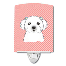 Load image into Gallery viewer, Checkerboard Pink Maltese Ceramic Night Light BB1208CNL