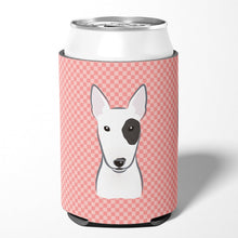 Load image into Gallery viewer, Checkerboard Pink Bull Terrier Can or Bottle Hugger BB1209CC