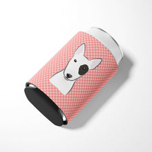 Load image into Gallery viewer, Checkerboard Pink Bull Terrier Can or Bottle Hugger BB1209CC