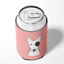 Load image into Gallery viewer, Checkerboard Pink Bull Terrier Can or Bottle Hugger BB1209CC