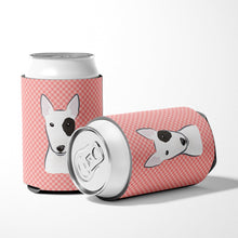 Load image into Gallery viewer, Checkerboard Pink Bull Terrier Can or Bottle Hugger BB1209CC
