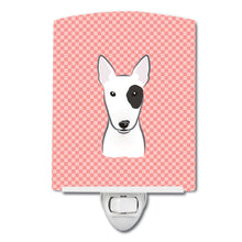 Load image into Gallery viewer, Checkerboard Pink Bull Terrier Ceramic Night Light BB1209CNL