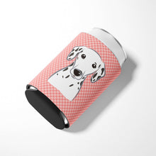 Load image into Gallery viewer, Checkerboard Pink Dalmatian Can or Bottle Hugger BB1210CC
