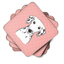 Load image into Gallery viewer, Checkerboard Pink Dalmatian Coasters - Set of 4 Lightweight Foam, Absorbent Drink Coasters BB1210FC
