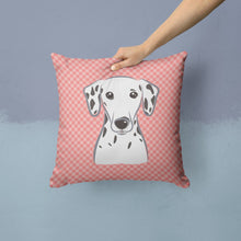 Load image into Gallery viewer, Checkerboard Pink Dalmatian Canvas Throw Pillow - 14x14 Decorative Pillow – Art for Your Home &amp; Patio BB1210PW1414