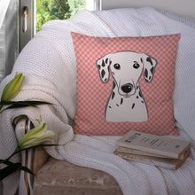 Load image into Gallery viewer, Checkerboard Pink Dalmatian Canvas Throw Pillow - 14x14 Decorative Pillow – Art for Your Home &amp; Patio BB1210PW1414