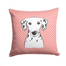 Load image into Gallery viewer, Checkerboard Pink Dalmatian Canvas Throw Pillow - 14x14 Decorative Pillow – Art for Your Home &amp; Patio BB1210PW1414