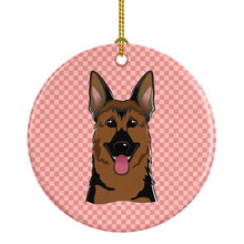 Load image into Gallery viewer, Checkerboard Pink German Shepherd Ceramic Ornament BB1211CO1