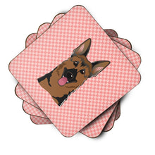 Load image into Gallery viewer, Checkerboard Pink German Shepherd Coasters - Set of 4 Lightweight Foam, Absorbent Drink Coasters BB1211FC