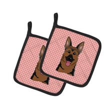 Load image into Gallery viewer, Checkerboard Pink German Shepherd Pot Holders - Set of 2 - Heat-Resistant Kitchen Essentials BB1211PTHD