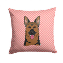 Load image into Gallery viewer, Checkerboard Pink German Shepherd Canvas Throw Pillow - 14x14 Decorative Pillow – Art for Your Home &amp; Patio BB1211PW1414