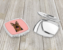 Load image into Gallery viewer, Checkerboard Pink German Shepherd Compact Mirror – Stylish Purse Mirror with Artistic Covers BB1211SCM