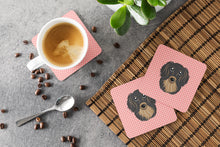 Load image into Gallery viewer, Checkerboard Pink Longhair Black and Tan Dachshund Coasters - Set of 4 Lightweight Foam, Absorbent Drink Coasters BB1213FC